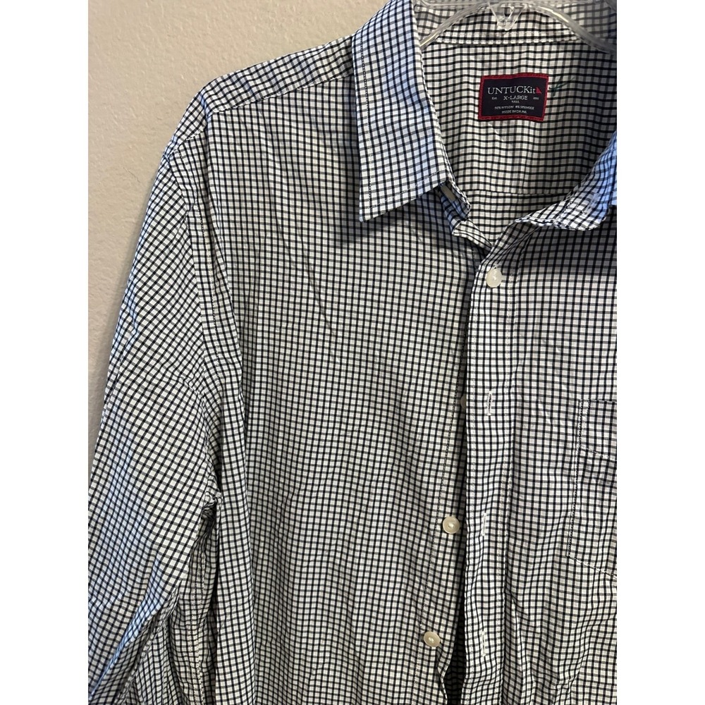 UNTUCKit Mens X-Large Tall Checkered Long Sleeve Button Up Shirt - Picture 3 of 4
